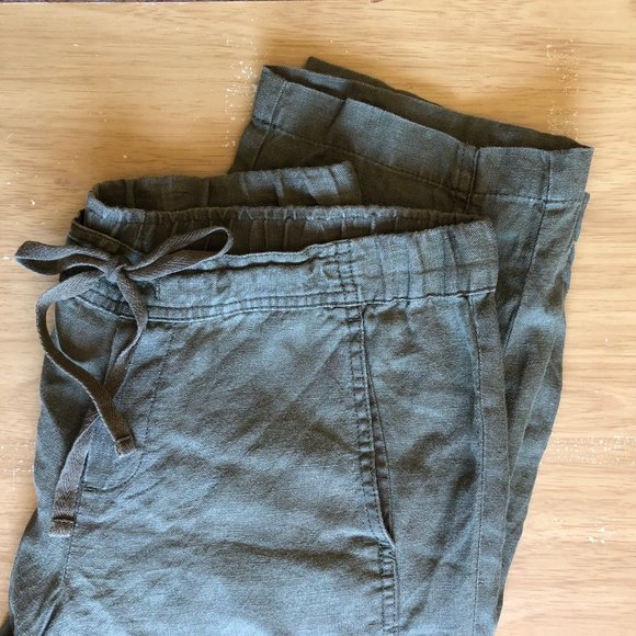 J. Jill 100% Linen Crop Pants in Olive Green - Picture 6 of 6
